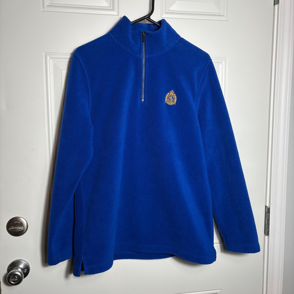 Lauren Ralph Lauren Royal Blue Fleece Quarter Zip Crest Pullover Womens Medium